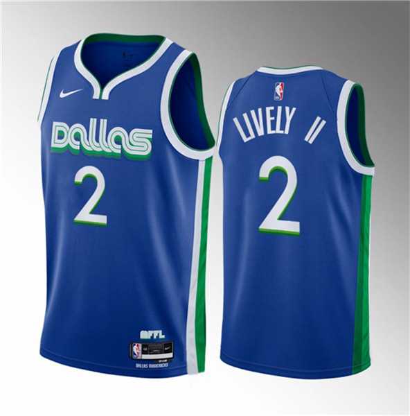 Men%27s Dallas Mavericks #2 Dereck Lively II Blue 2023 Draft City Edition Stitched Basketball Jersey